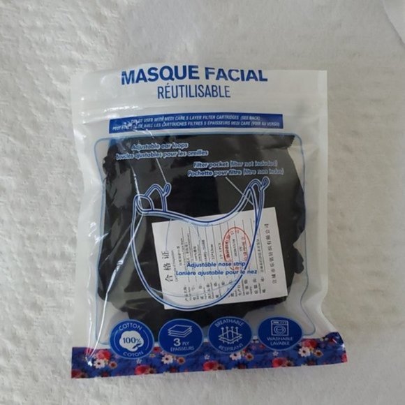 New Double Layer Mask with interior pockets- 3 pk - Picture 3 of 8